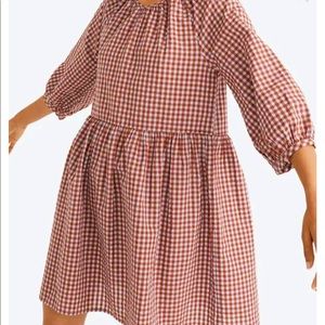 NWT Madewell Gingham Easy Smock Dress - Size 4 - New Dawn. (Rust)